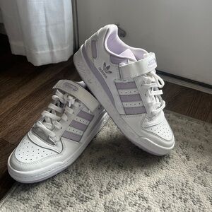 Adidas Women’s White and Lavender Sneakers